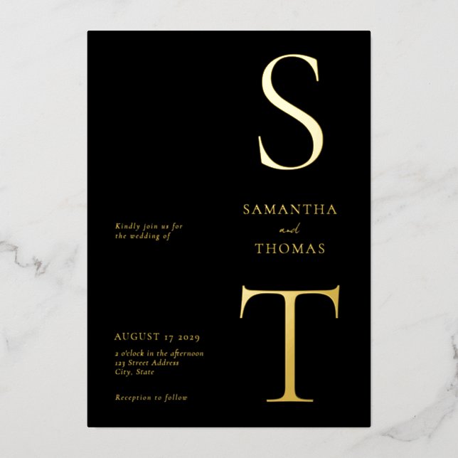 Modern Minimalist Wedding Foil Invitation (Front)