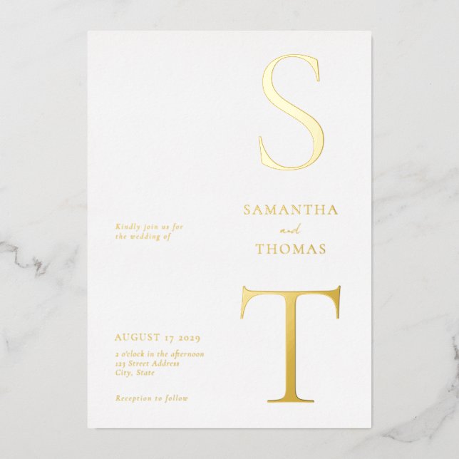 Modern Minimalist Wedding Foil Invitation (Front)