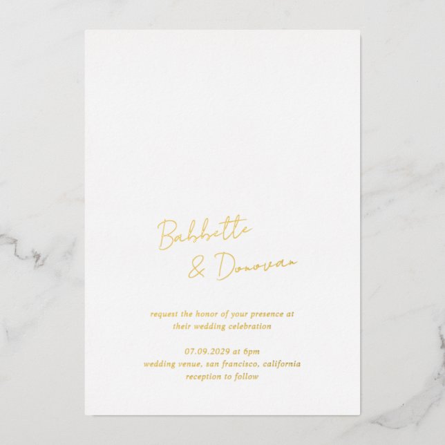 Modern Minimalist Wedding Foil Invitation (Front)