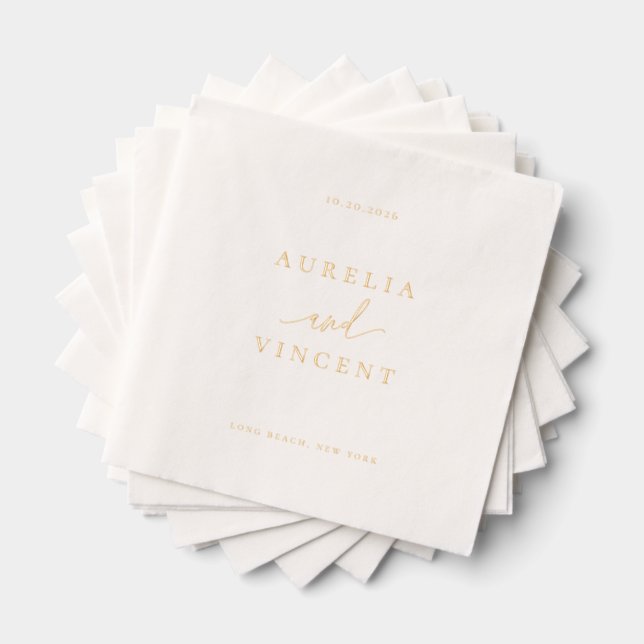 Modern Minimalist Wedding Foil Napkins (Insitu (Stacked))