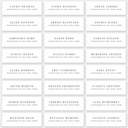 modern minimalist wedding guest address label