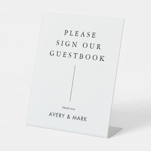 Modern Minimalist Wedding Guest Book Pedestal Sign