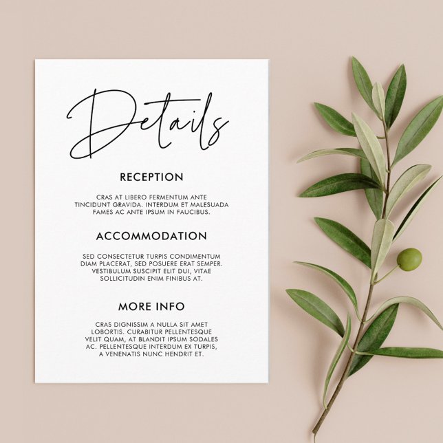 Modern minimalist wedding guest information card (Creator Uploaded)