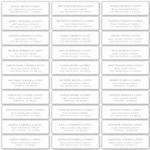 Modern Minimalist Wedding Guest Names Address Sticker
