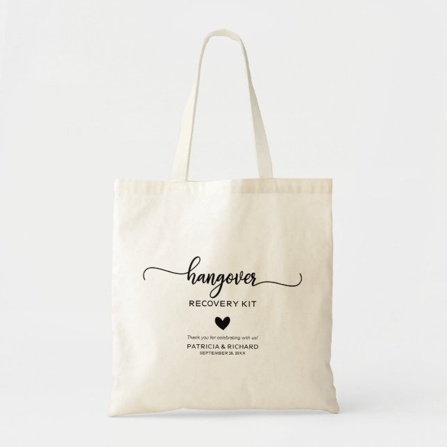 Modern Minimalist Wedding Hangover Kit Tote Bag (Front)
