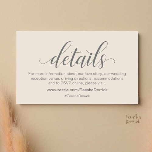 Modern Minimalist Wedding Information and Details Enclosure Card