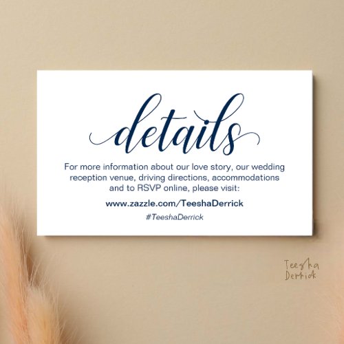 Modern Minimalist Wedding Information and Details Enclosure Card