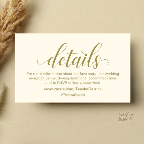 Modern Minimalist Wedding Information and Details Enclosure Card