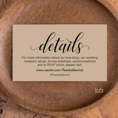 Modern Minimalist Wedding Information and Details Enclosure Card