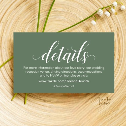 Modern Minimalist Wedding Information and Details Enclosure Card