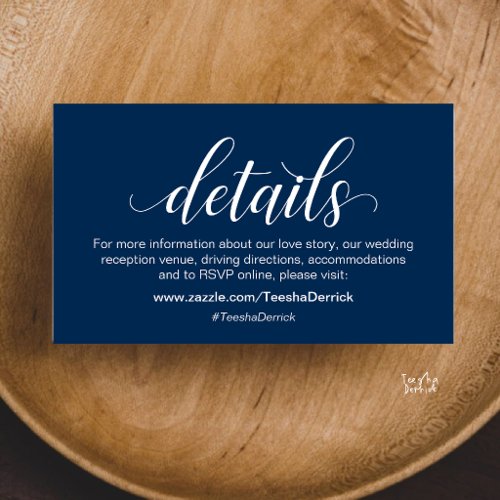 Modern Minimalist Wedding Information and Details Enclosure Card