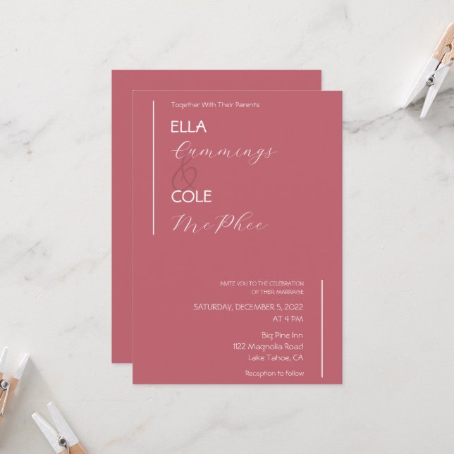 Modern Minimalist Wedding Invitation (Front/Back In Situ)