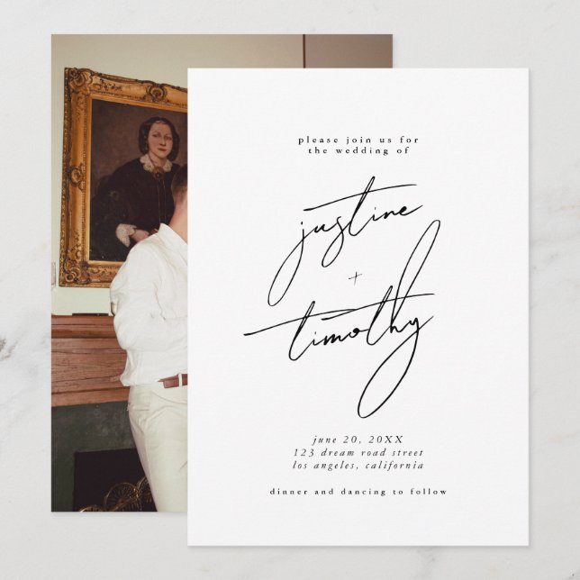 Modern Minimalist Wedding Invitation (Front/Back)