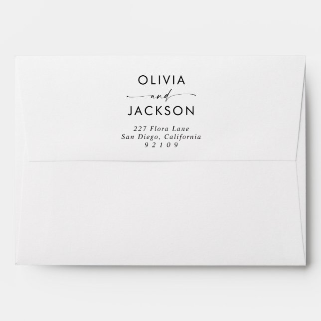 Modern Minimalist Wedding Invitation Envelope  (Back (Top Flap))