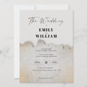 Modern minimalist wedding invitation in earth tone