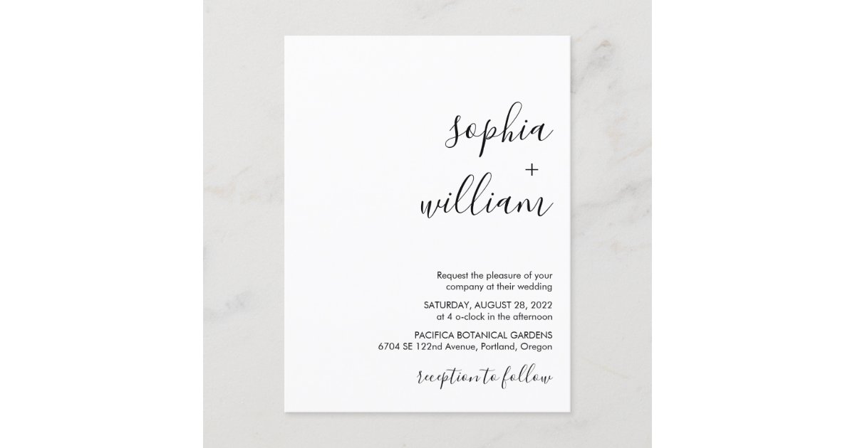 Modern Minimalist Wedding Invitation Postcard | Zazzle