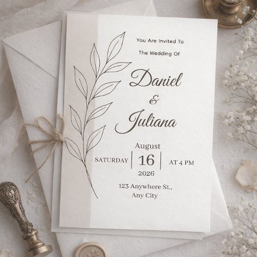 Modern Minimalist Wedding Invitation | Simple Bota