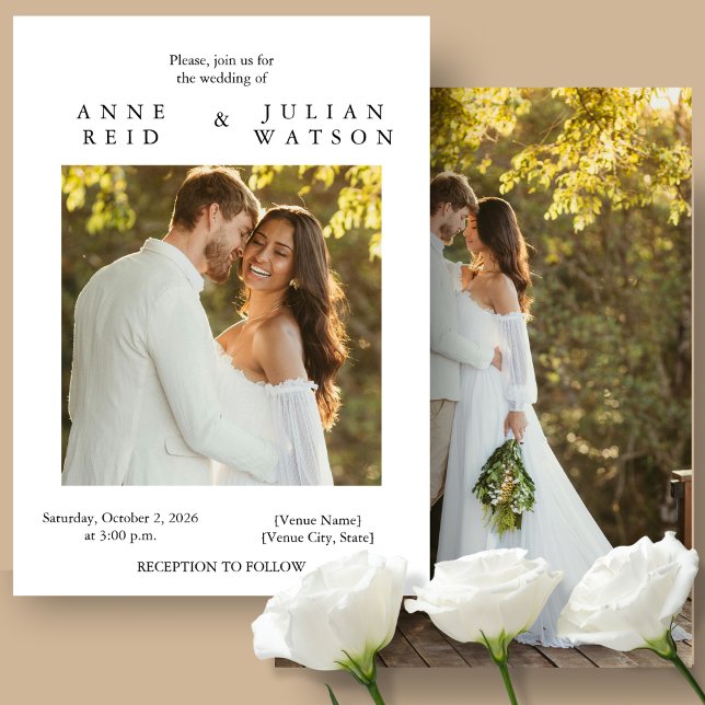 Modern Minimalist Wedding invitation with 2 photos (Creator Uploaded)