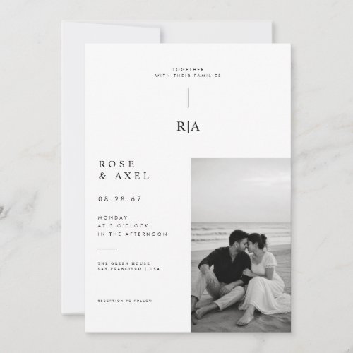 Modern Minimalist Wedding Invitation with Photo La