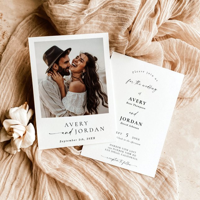 Modern Minimalist Wedding Invite | Boho Photo (Creator Uploaded)
