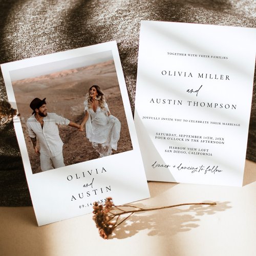 Modern Minimalist Wedding Invite  Boho Photo 