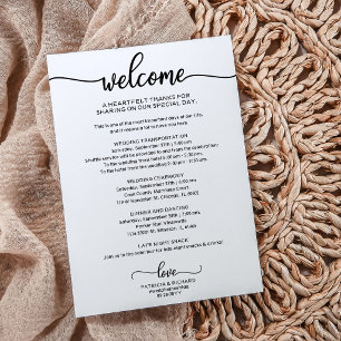 Modern Minimalist Wedding Itinerary Card 