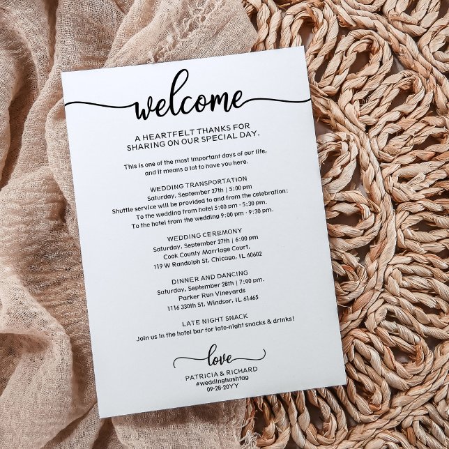 Modern Minimalist Wedding Itinerary Card  (Creator Uploaded)
