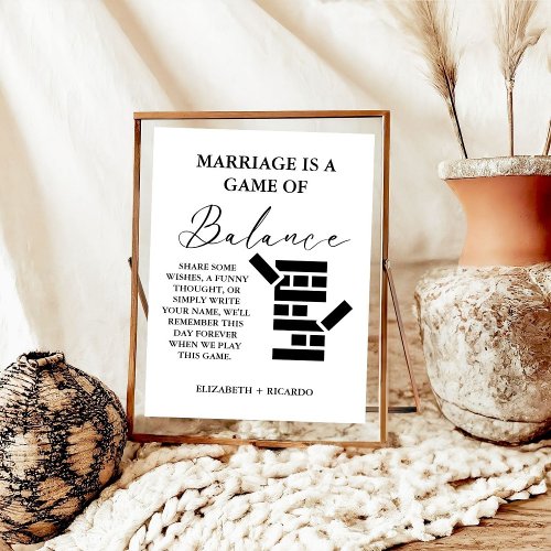 Modern Minimalist Wedding Jenga Guest Book Sign