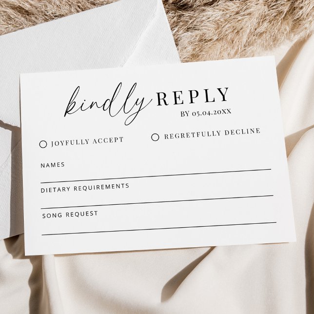 Modern Minimalist Wedding Kindly Reply RSVP Card (Creator Uploaded)