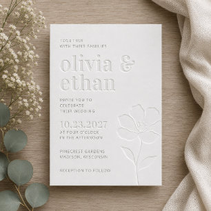 Modern Minimalist Wedding Letterpress Invitation