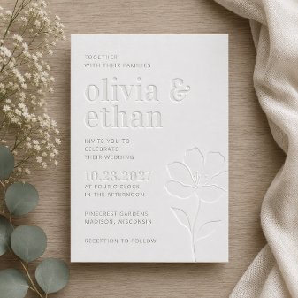Modern Minimalist Wedding Letterpress Invitation