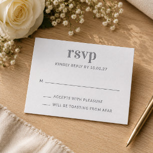 Modern Minimalist Wedding Letterpress RSVP Cards