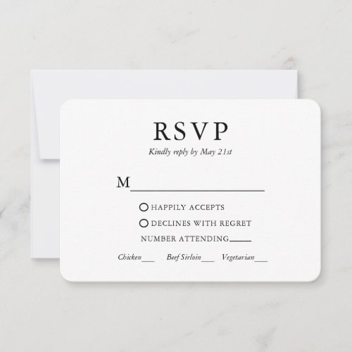 Modern Minimalist Wedding Meal RSVP Card