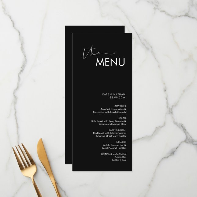 Modern Minimalist Wedding Menu (Front/Back In Situ)