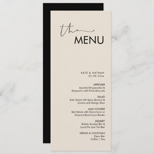 Modern Minimalist Wedding Menu