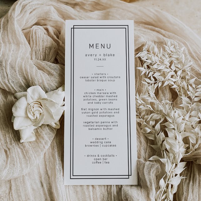 Modern Minimalist Wedding Menu / AVERY Suite (Modern Minimalist Wedding Menu / AVERY Suite)