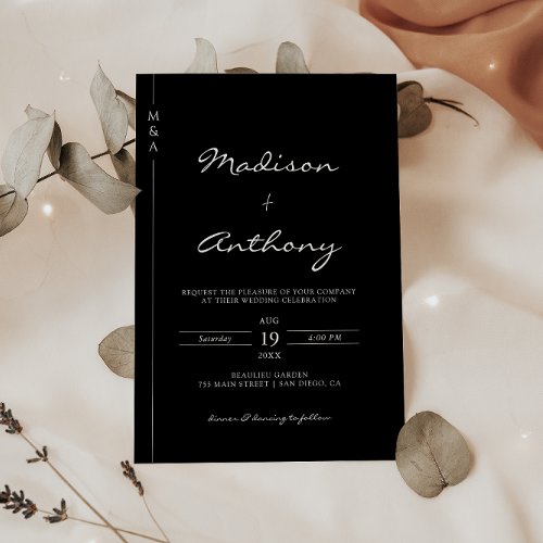 Modern Minimalist Wedding Monogram Invitation
