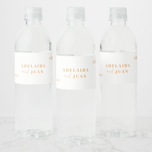 Modern Minimalist Wedding Monogram Water Bottle Label