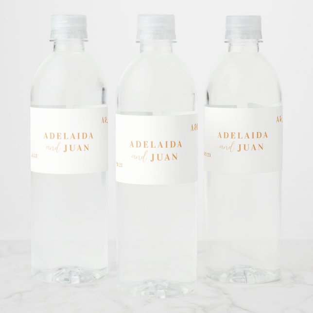 Modern Minimalist Wedding Monogram Water Bottle Label (Bottles)