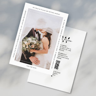 Modern Minimalist Wedding Monogram White Save The Date