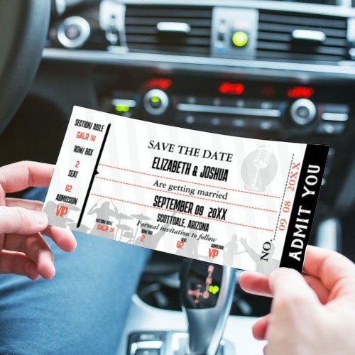  Modern Minimalist Wedding  Music Concert Ticket  Save The Date