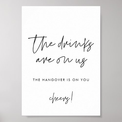 Modern Minimalist wedding Open bar sign