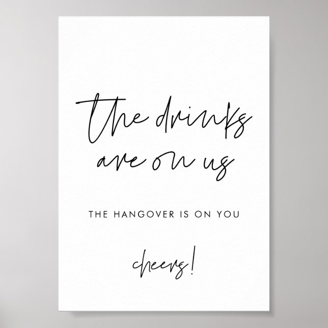 Modern Minimalist wedding Open bar sign (Front)