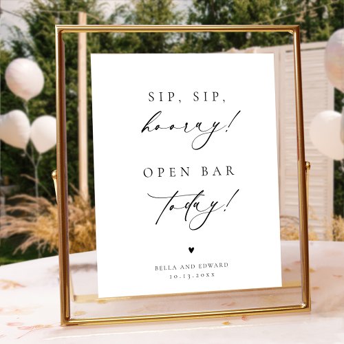 Modern Minimalist Wedding Open Bar Table Sign