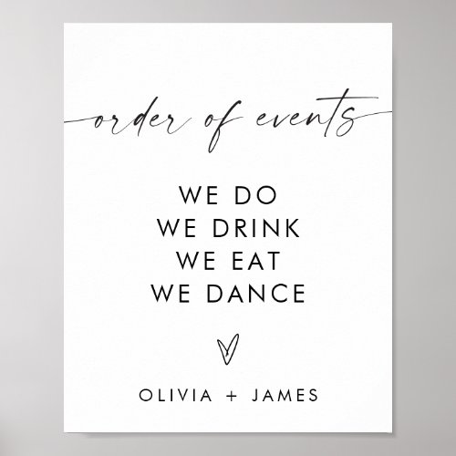 Modern Minimalist Wedding Order of Events Poster