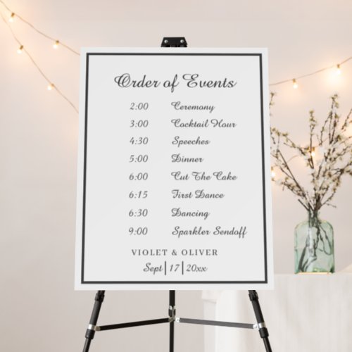 Modern Minimalist Wedding Order Of Events Sign v2