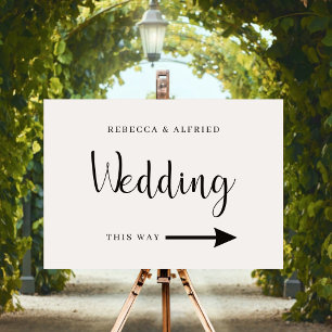 Modern Minimalist Wedding Parking Direction Sign