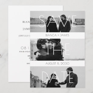 Modern minimalist wedding photo beautiful moments save the date