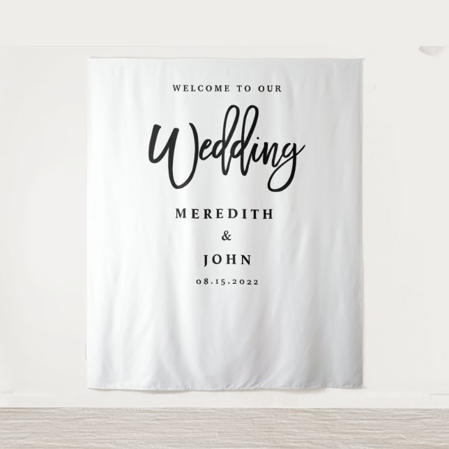 Modern Minimalist Wedding Photo Booth Backdrop (Front)