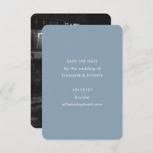 Modern Minimalist Wedding Photo Dusty Blue Save The Date